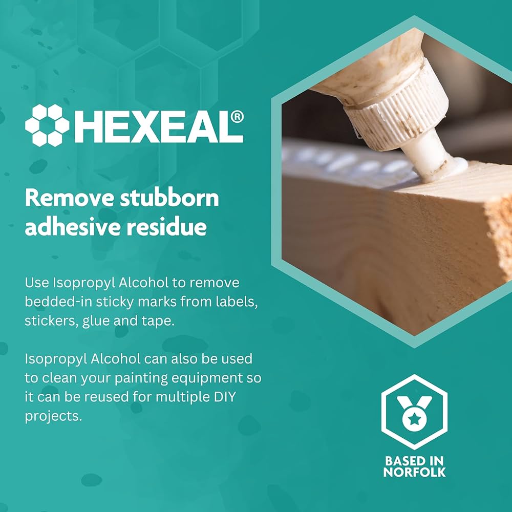 Hexeal 99.9% Isopropyl Alcohol 1L - 1L IPA for Sanitising & Cleaning