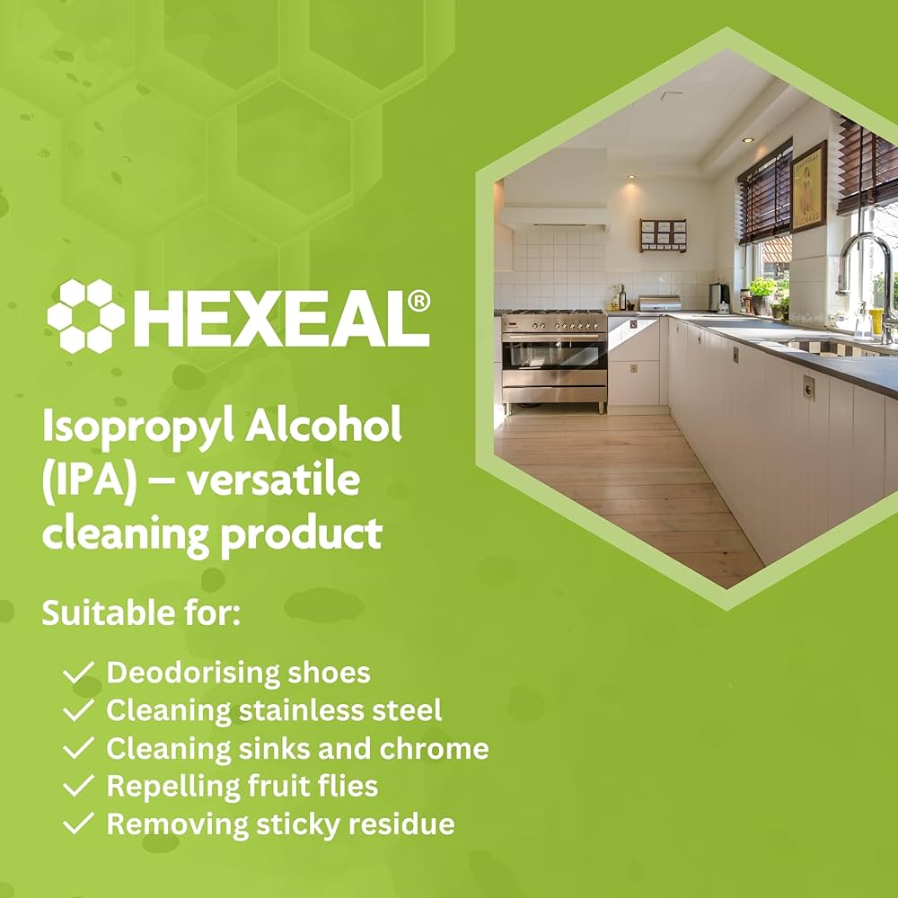 Hexeal 99.9% Isopropyl Alcohol 1L - 1L IPA for Sanitising & Cleaning
