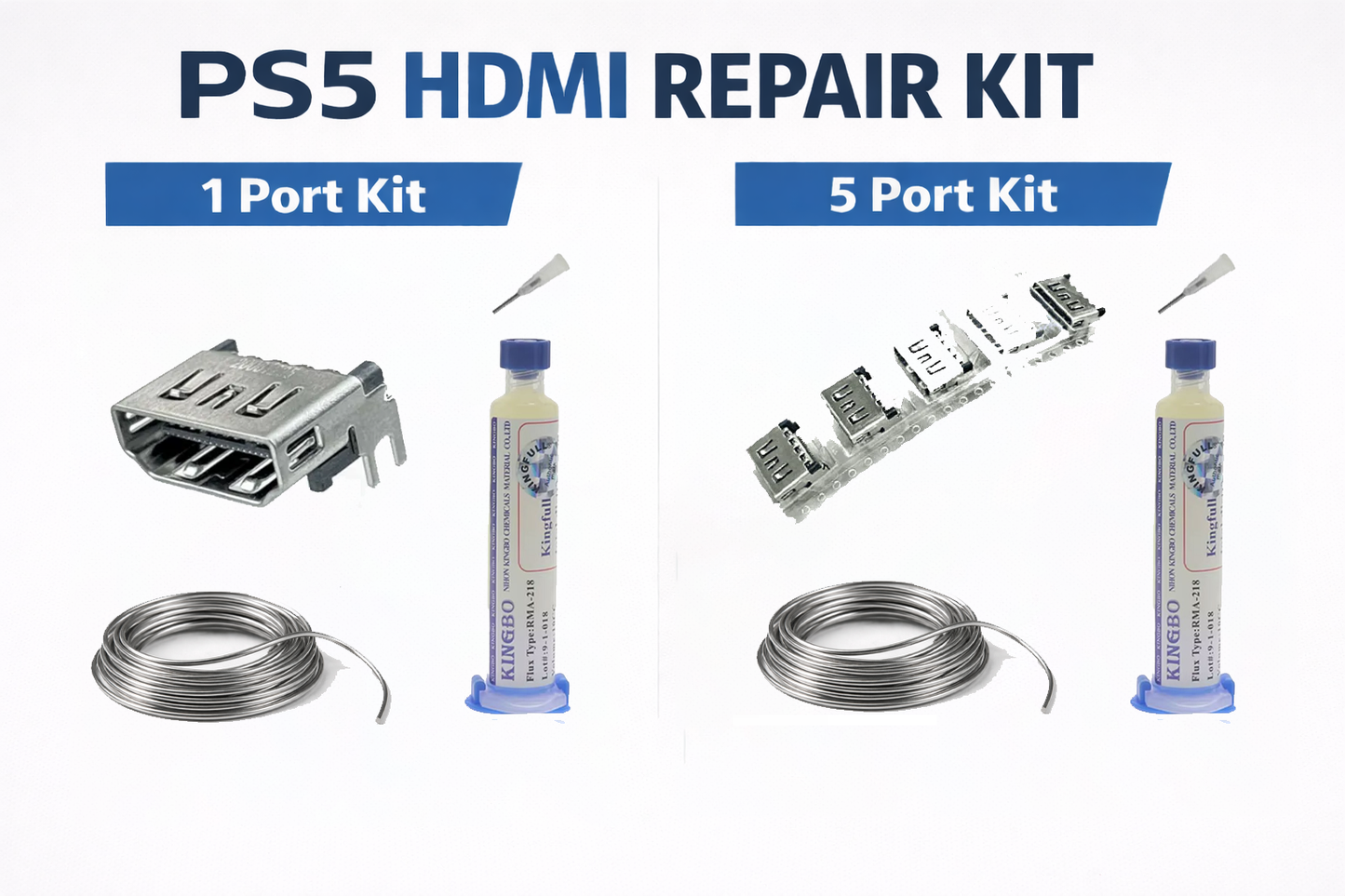 PlayStation 5 HDMI Repair Kit Including Flux &amp; Genuine Kester 63/37 0.3mm Leaded Solder