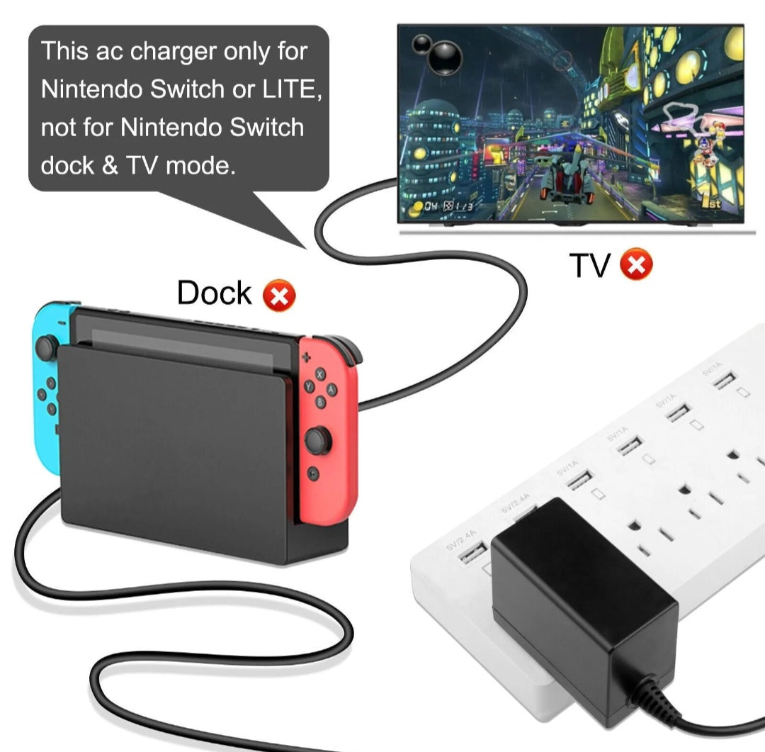 Replacement 3rd Party 5v 2.4a Charger For Nintendo Switch Consoles